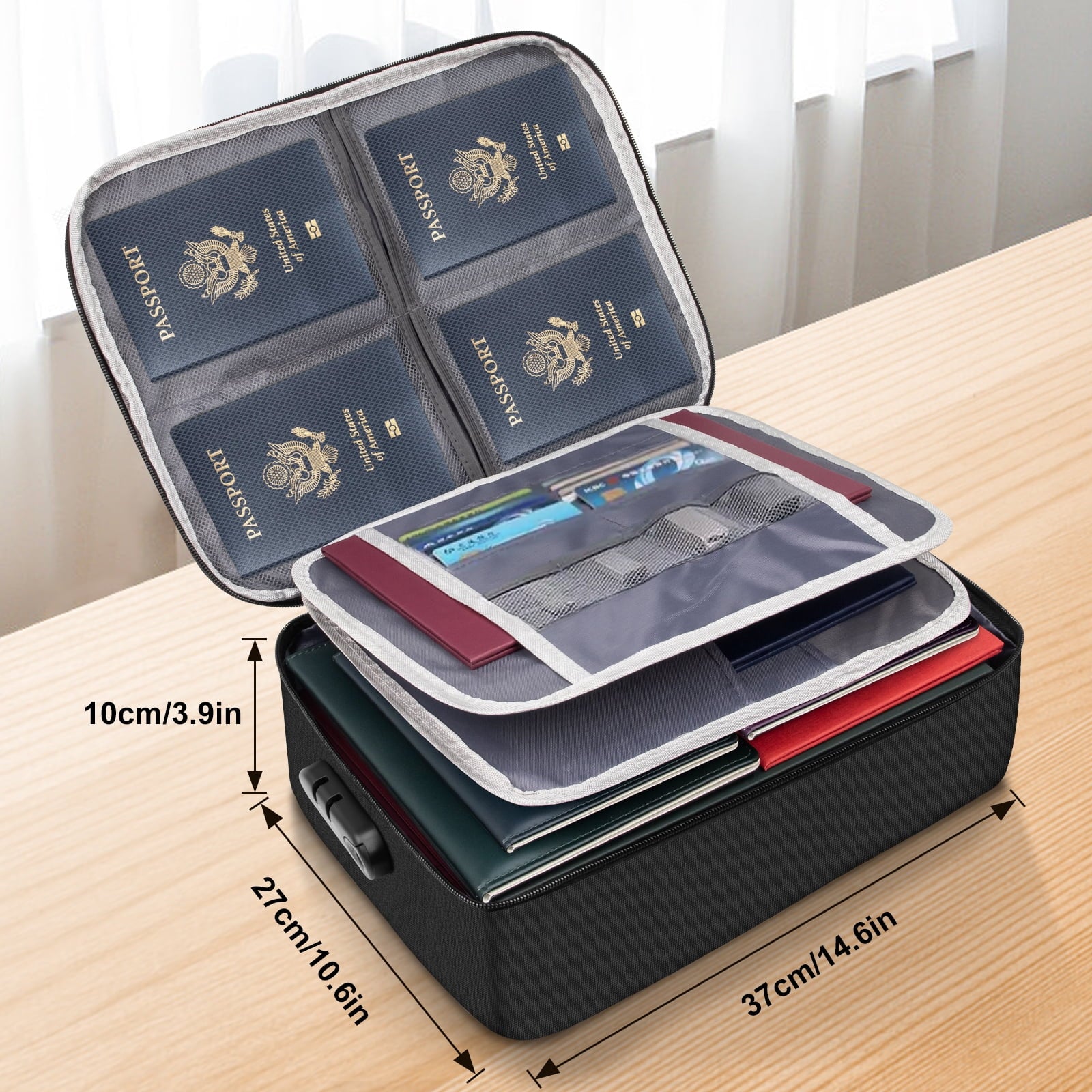 with Lock,5-Layer File Storage Case with Zipper, Safe Portable Travel Home Organizer for Laptop,Files,Certificates,Gi... - Image 6