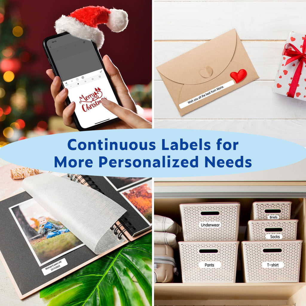 NUSIGN Label Maker Machine with Tape, Portable Bluetooth Label Printer, Wireless & Rechargeable Sticker Mini Label Makers with Multiple Temp - Image 2