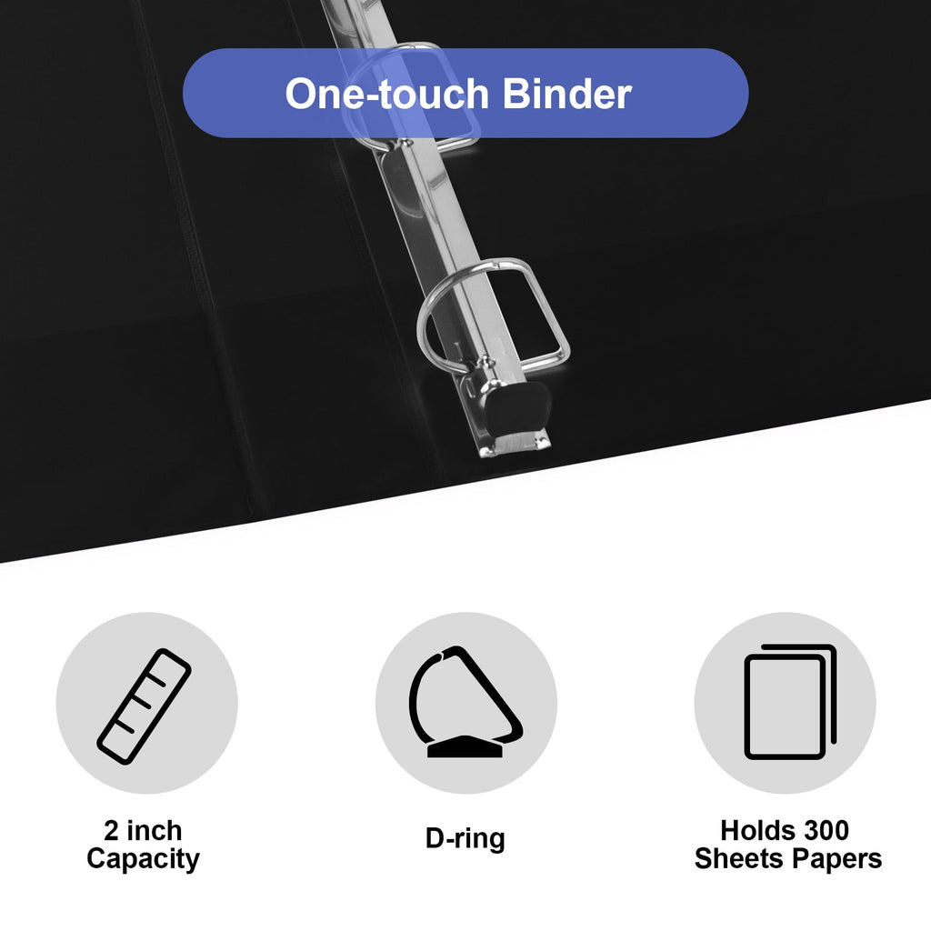 Economy 1.5 inch One-Tag 3 Ring View Binders, 1.5" Slant D-Ring with 350 Sheets Capacity, 6-Pack Black - Image 5