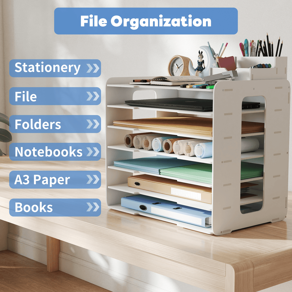 7-Tier Desk File Organizer, 11x17 Inches Large Size A3 Paper Organizer, Desk Organizer for Office Documents, Home - Image 4