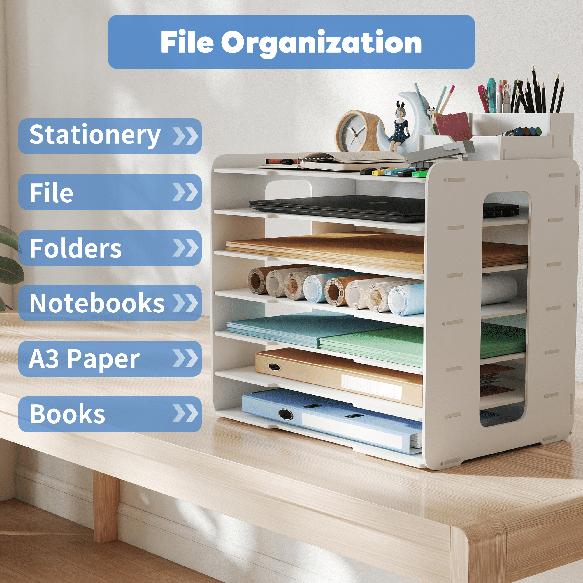 7-Tier Desk File Organizer, 11x17 Inches Large Size A3 Paper Organizer, Desk Organizer for Office Documents, Home - Image 4