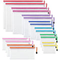 18Pcs Clear Mesh Zipper Pouch, Waterproof Plastic Document Bags, Freestanding File Organizers, Pencil Pouch for Offic...