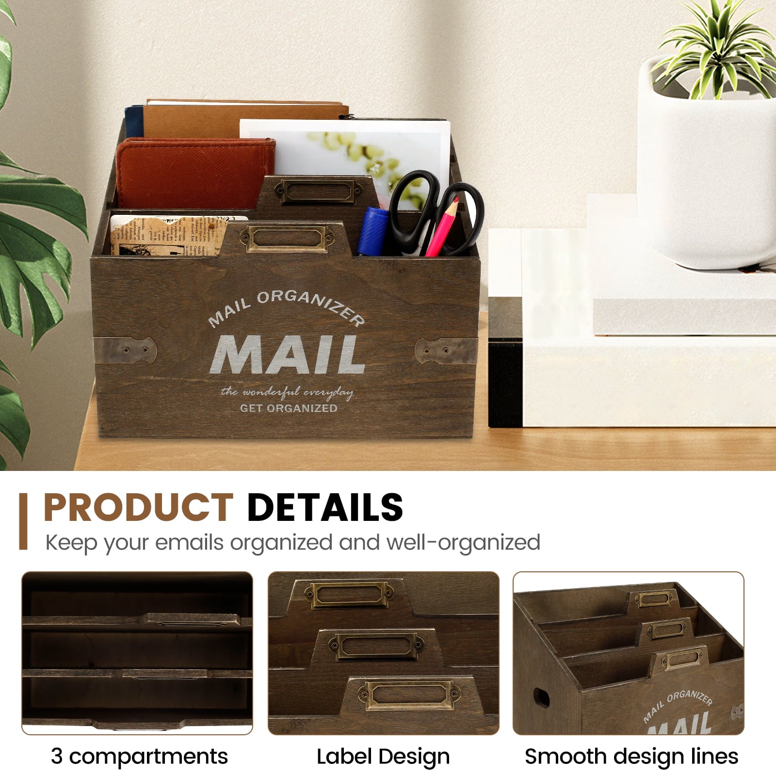 Letter Sorter for Counter, Holder Storage File Holder,Countertop Desk Office Accessories for File Letter Paper Folder - Image 2