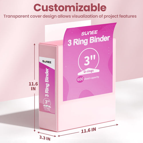 SUNEE 3 Ring Binder 3 Inch 4 Pack, 3" Large Clear View Binders Three Ring PVC-Free (Fit 8.5x11 Inches) for School or Office Supplies, Assort - Image 2