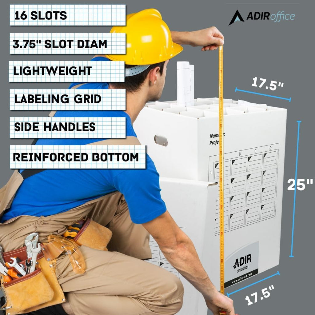 Adir Cardboard Roll File Storage Organizer- Vertical File Sorter- Blueprint, Poster, Plans, and Map Holder Station-16... - Image 3