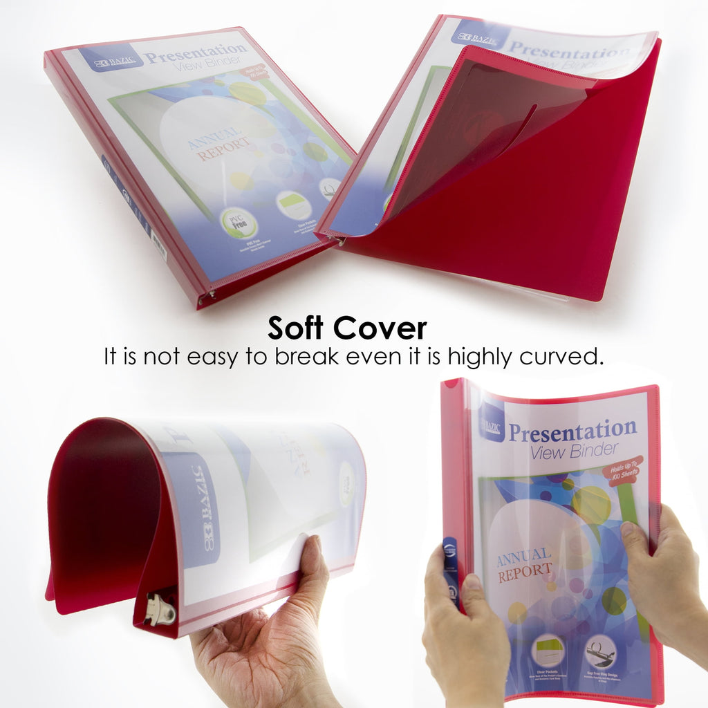 BAZIC 1/2" Poly 3-Ring Presentation View Binder w/ Pocket [3130] - Image 4