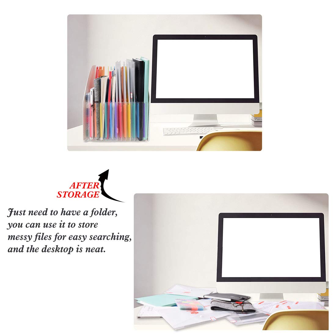 SAYEEC 13 Pockets Accordion File Organizer Desk Organizer Vertical Expanding File Folder Letter Size Deskstop Magazine Holder A4 Documents S - Image 3