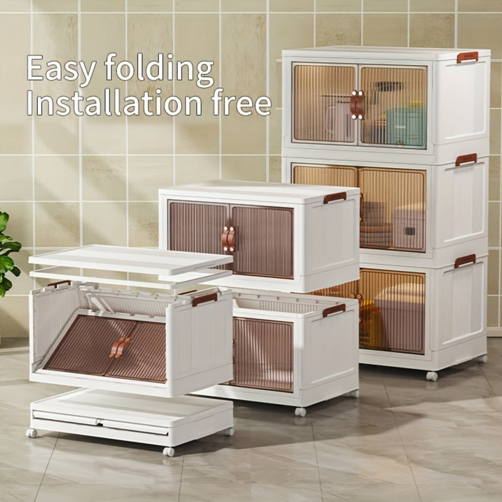 5-layer folding storage box, magnetic cabinet door, plastic drawer storage rack suitable for bedrooms, study rooms, t... - Image 3