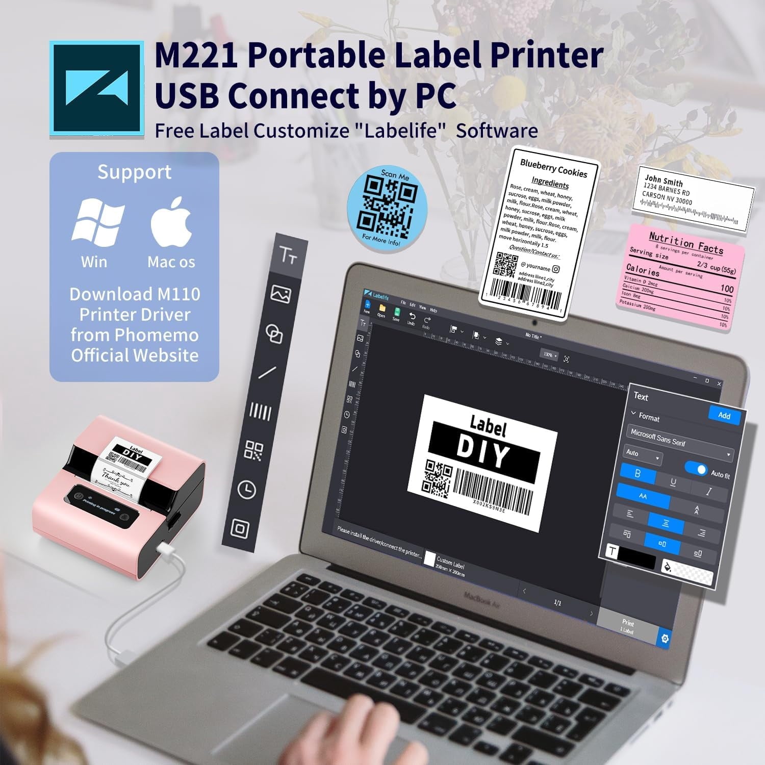Label Maker- Address Label Printer - 3'' Bluetooth Thermal Label Priner Perfect for Address, Barcode, Crafts, and Sma... - Image 4