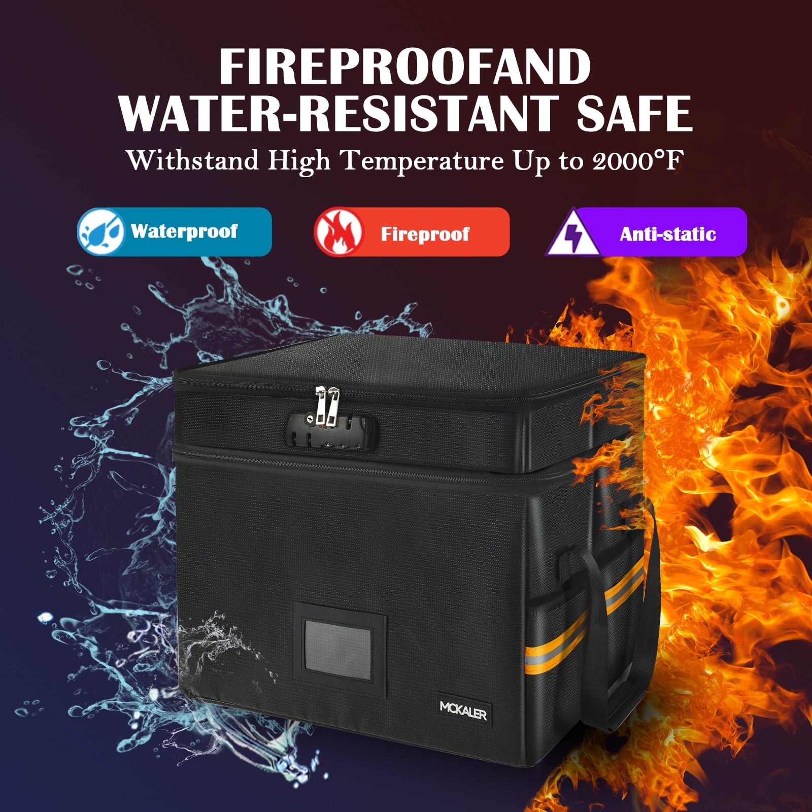 Portable Fireproof Lockable File Organizer, 2-Layer Foldable Box for Letter and Legal Storage - Image 3