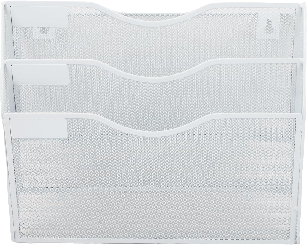 3 Pocket Mesh Hanging Wall File Organizer, Clipboard Storage Organization Magazine Rack with Nametag Label Wall Mount... - Image 5
