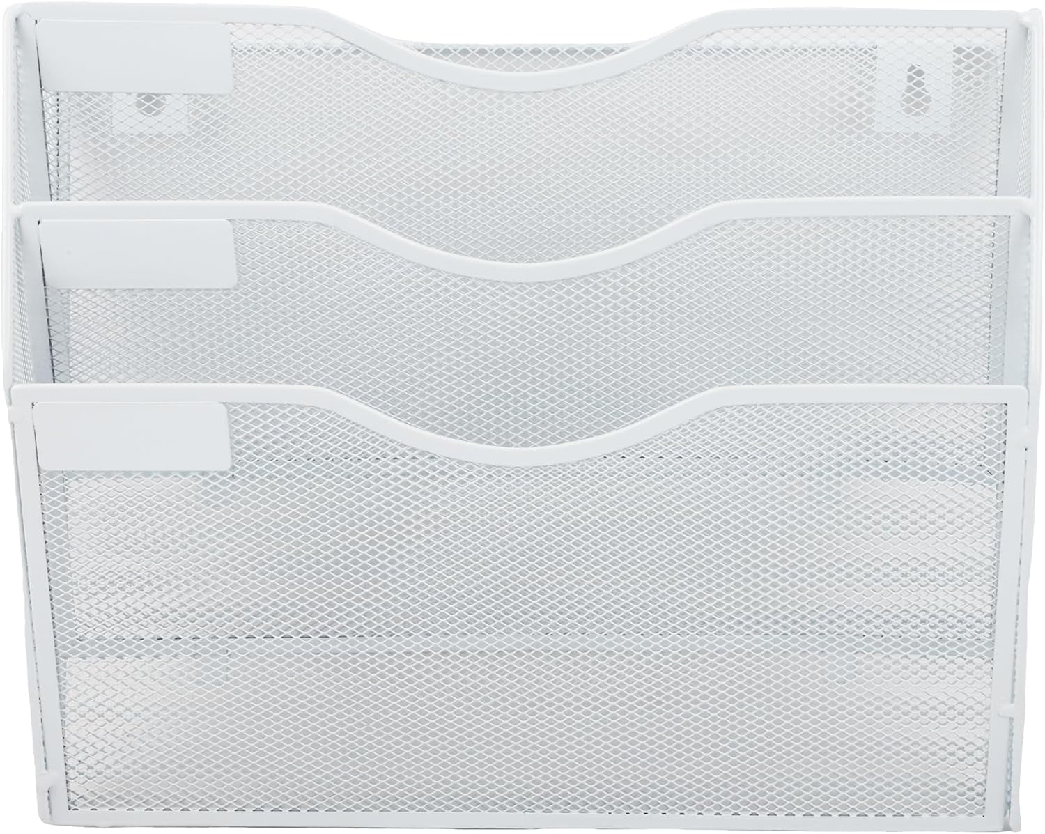 3 Pocket Mesh Hanging Wall File Organizer, Clipboard Storage Organization Magazine Rack with Nametag Label Wall Mount... - Image 5