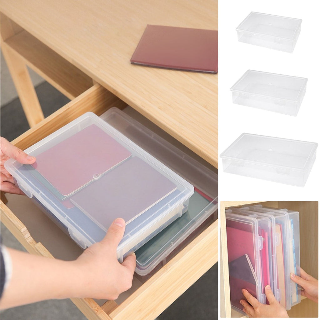 Document Organizer, Clear A4 File Box, Portable Project Case Desk File Container Holder, Office Supplies Documents Or... - Image 4