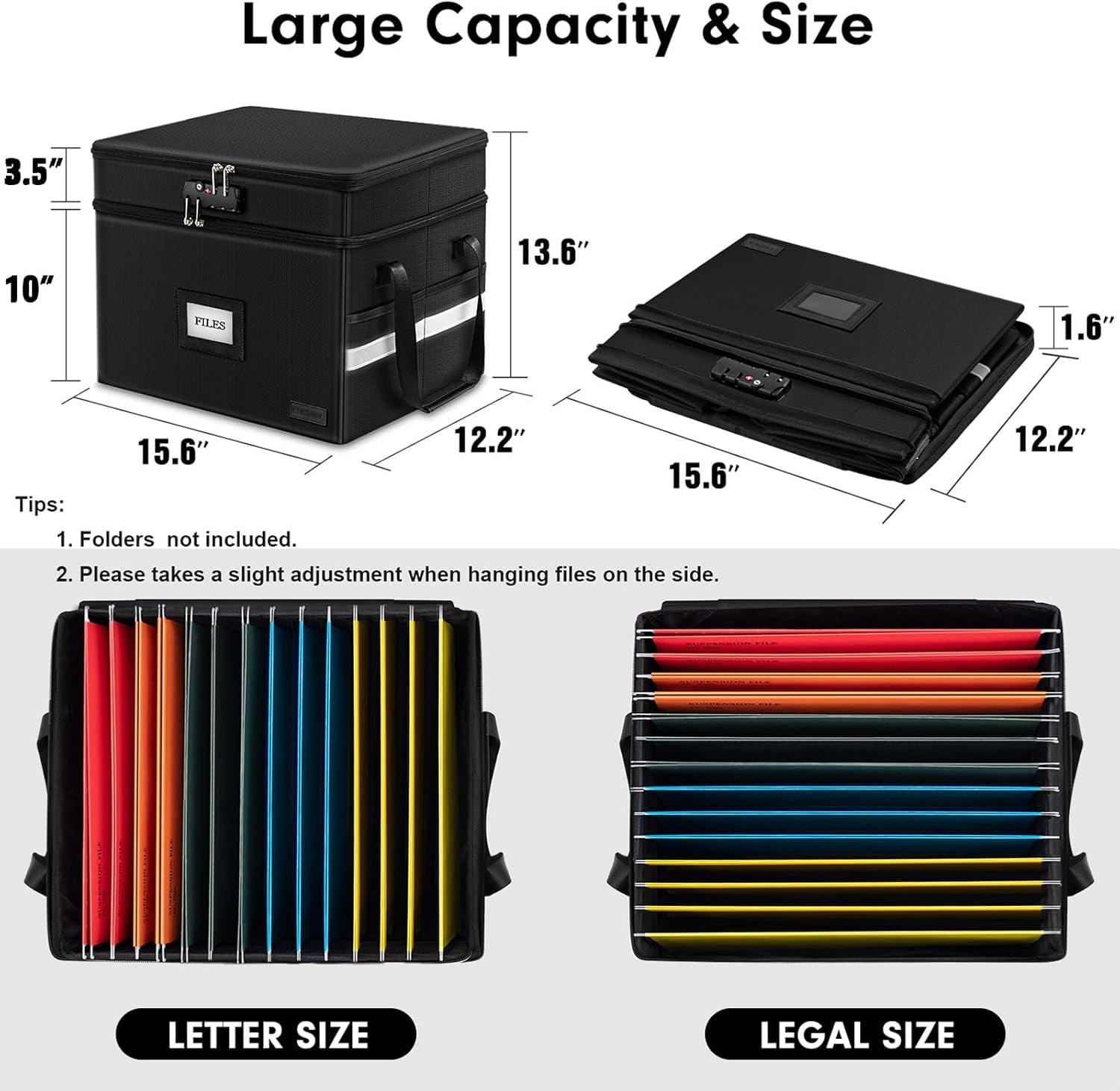 with Lock, 2 Layer File Cabinet with 5 Tab Inserts,Office File Storage - Image 3