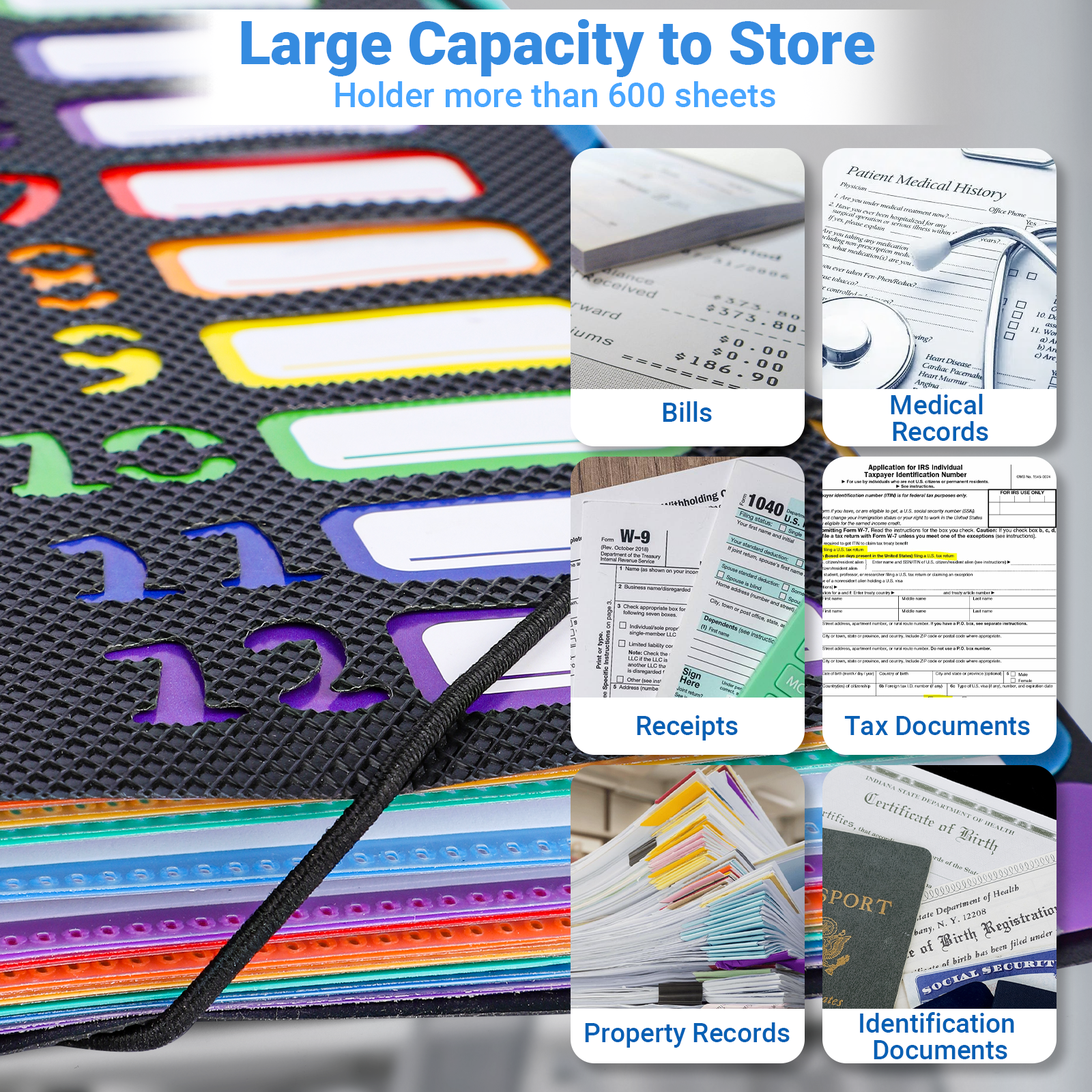 Troxlin Expanding File Folder 12 Pockets Accordion File Organizer with Colorful Tabs,Portable A4 Letter Size Paper Document Receipt Organize - Image 2