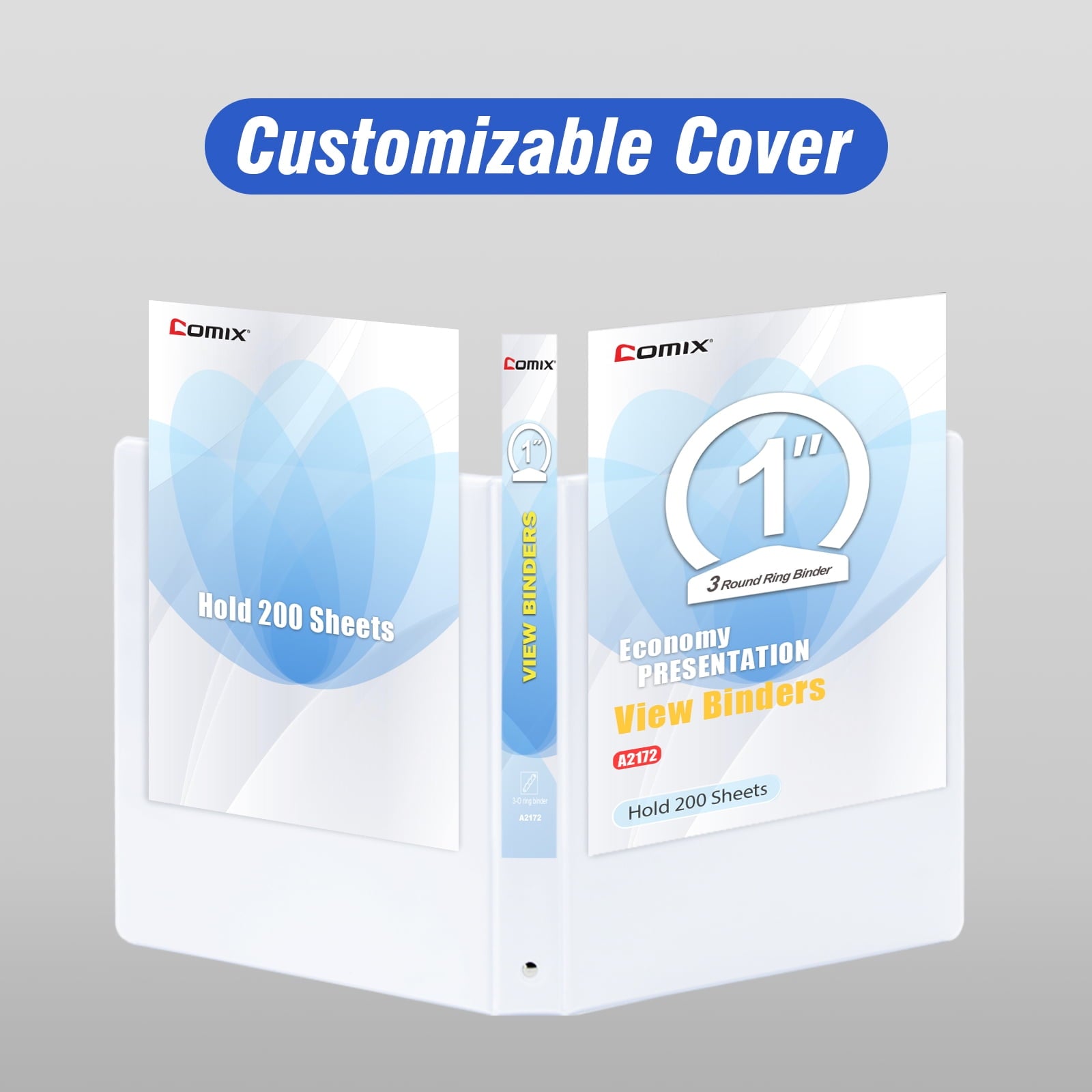 1 inch 3 Ring Binder, 1" Round Ring, 225-Sheet Capacity,School Supplies, 12 Pack White - Image 2