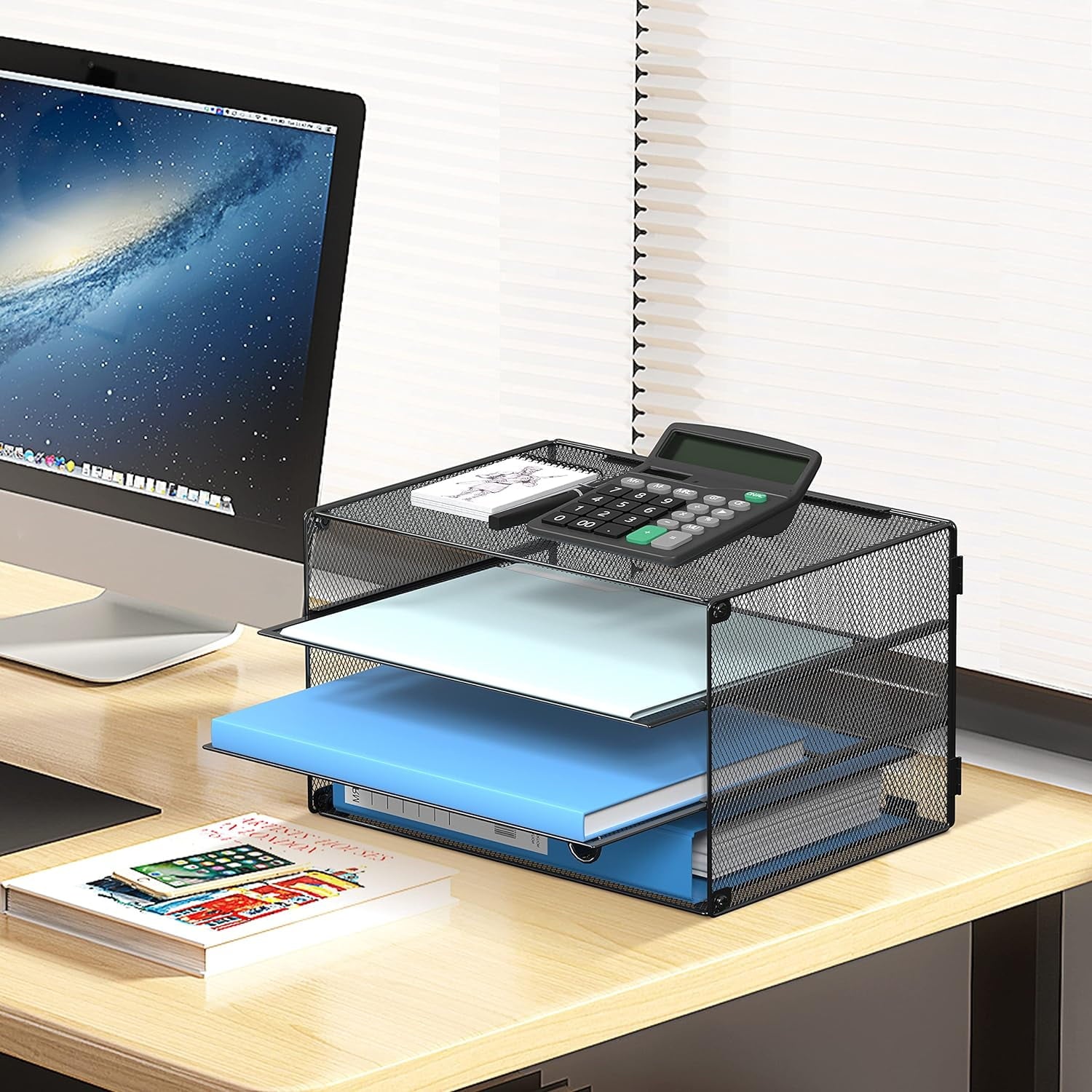 INTIGE 3-Tier Metal Desk File Organizer, Paper Organizer for Office and Home, Black, 1 Piece - Image 5