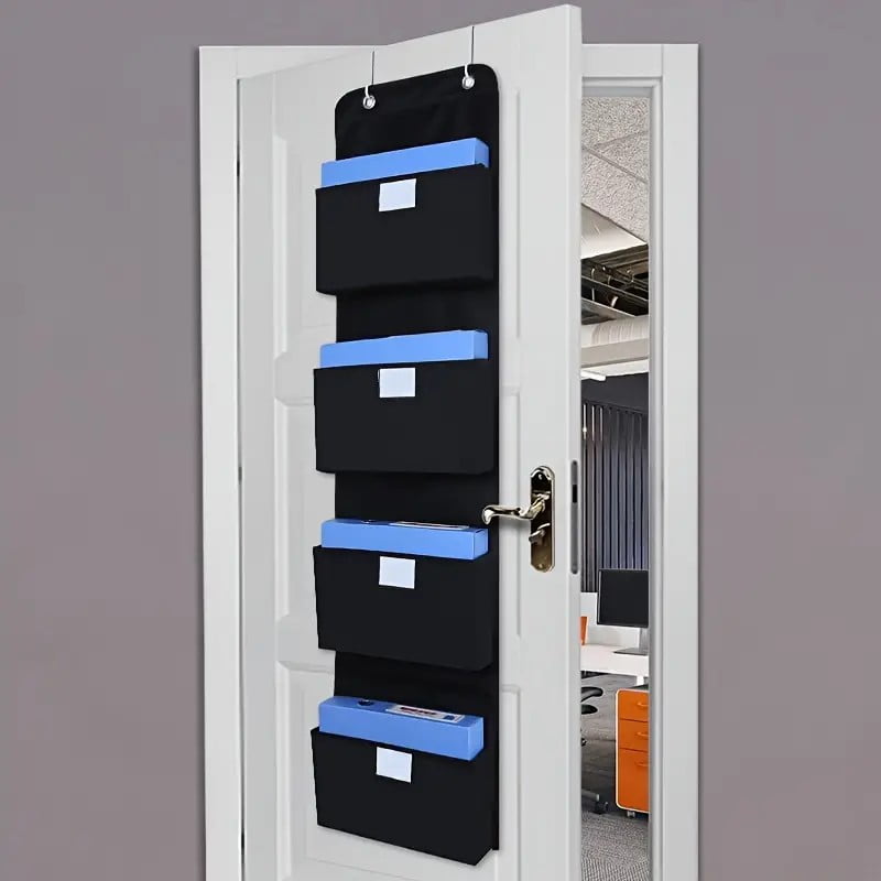 Oxford Cloth Hanging Wall File Organizer, Waterproof Office Folder Storage Pocket for Magazine, Book, Documents - Ove... - Image 4