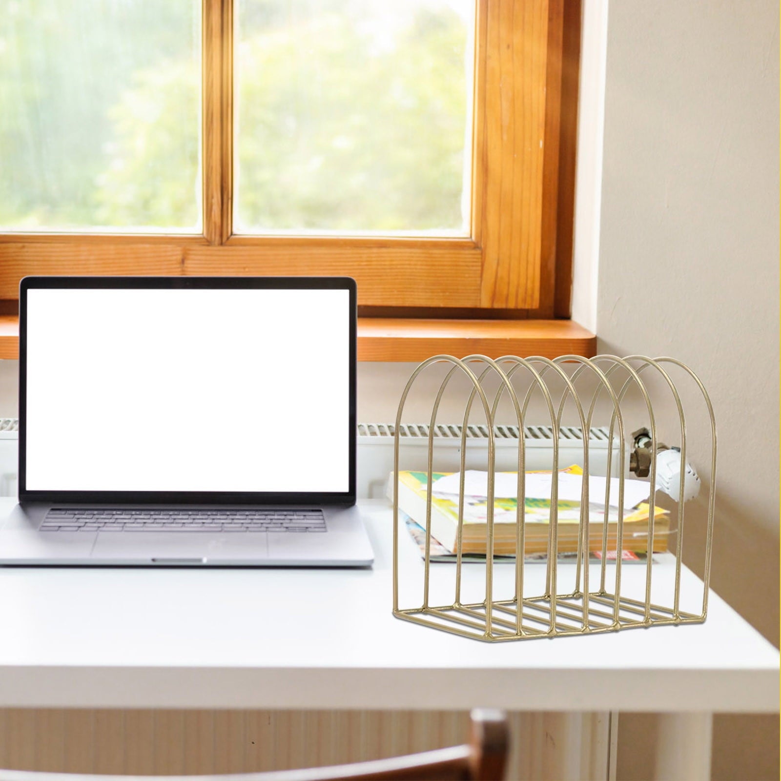 Magazine Holder 7 Slot Desk File Sorter Organizer File Holder Newspaper Folder Metal Rack Desk Organization Office Su... - Image 4
