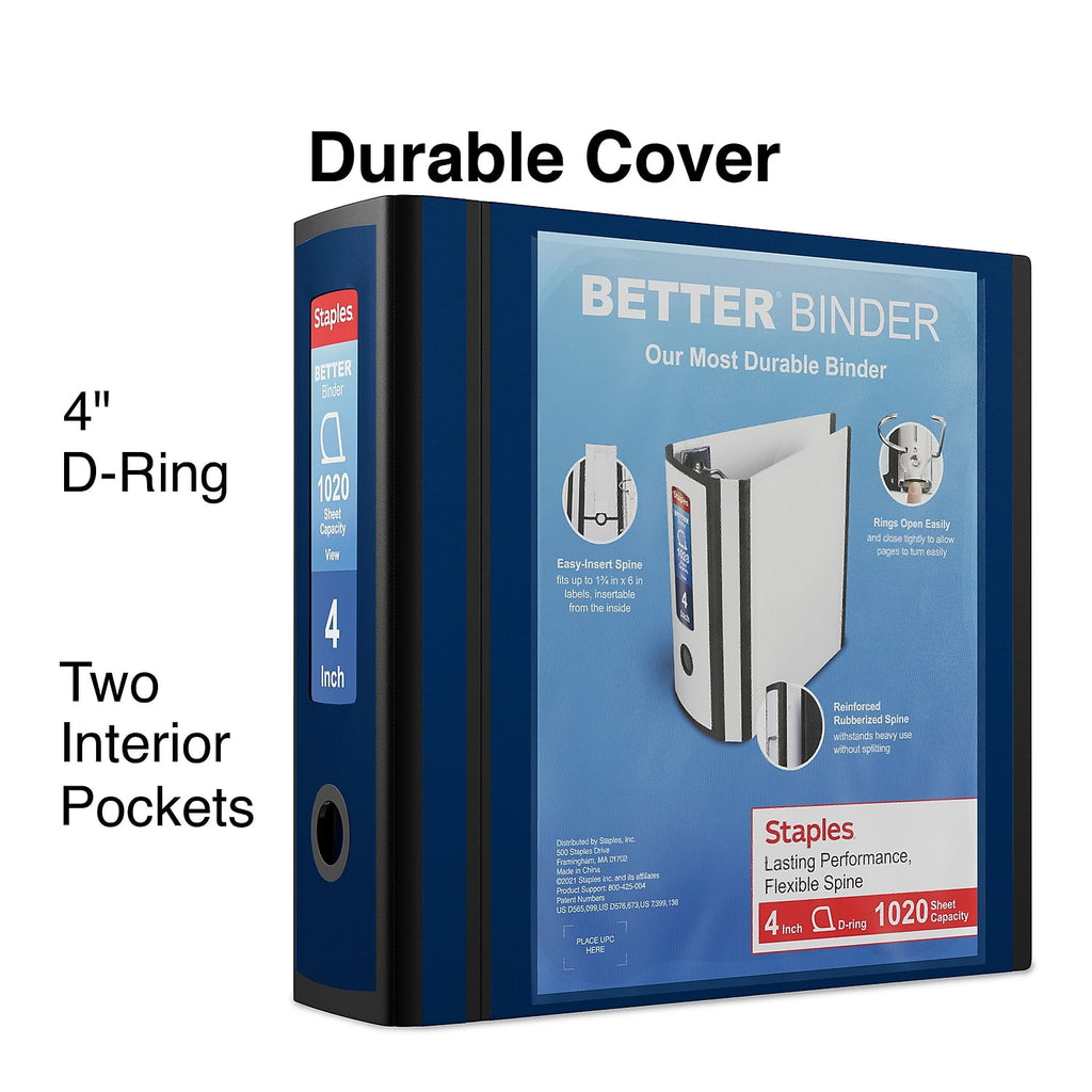 Better 4-inch 3 Ring View Binder Blue 1618290 - Image 2