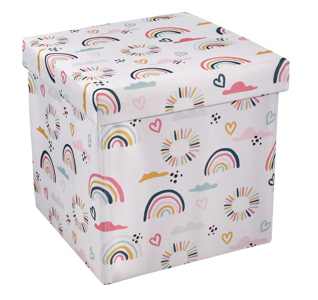 Kids 15" Collapsible Toy Storage Bin with Rainbow and Heart Design - Image 2