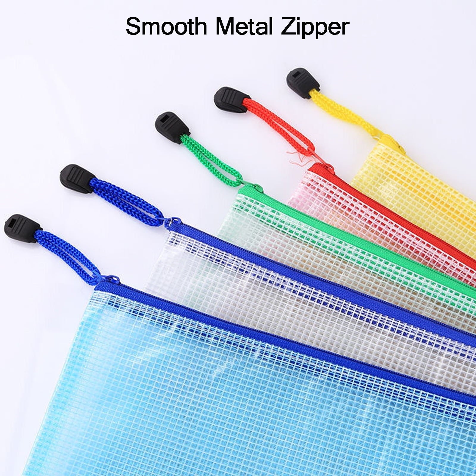 12 Pack A4 Mesh Zipper Pouches with Label Pocket, Waterproof Organizer Zipper File Bags, Multicolor - Image 4
