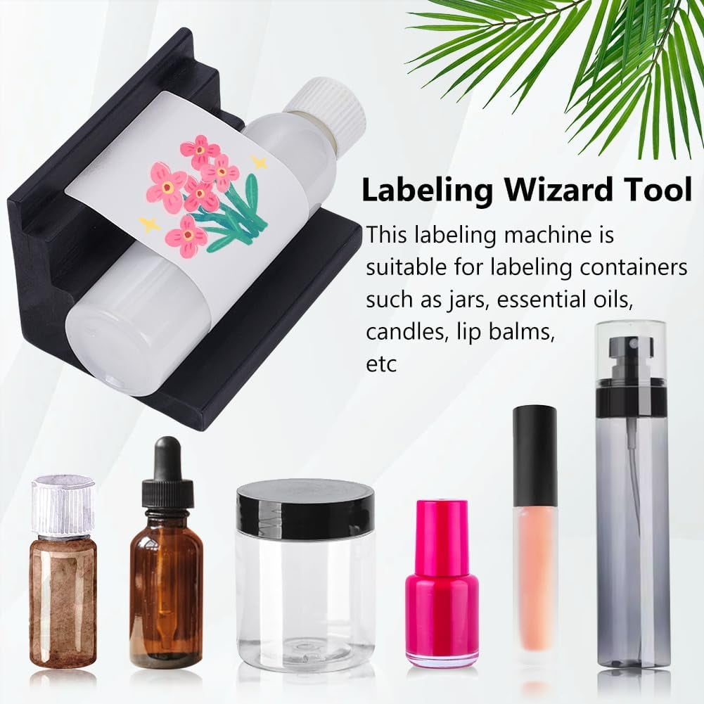 Bottle Labeling Machine 4x2.8x3inch Black Bottles Label Makers Pine Wood Labeler Wooden Labeling Wizard Tools Labels ... - Image 5