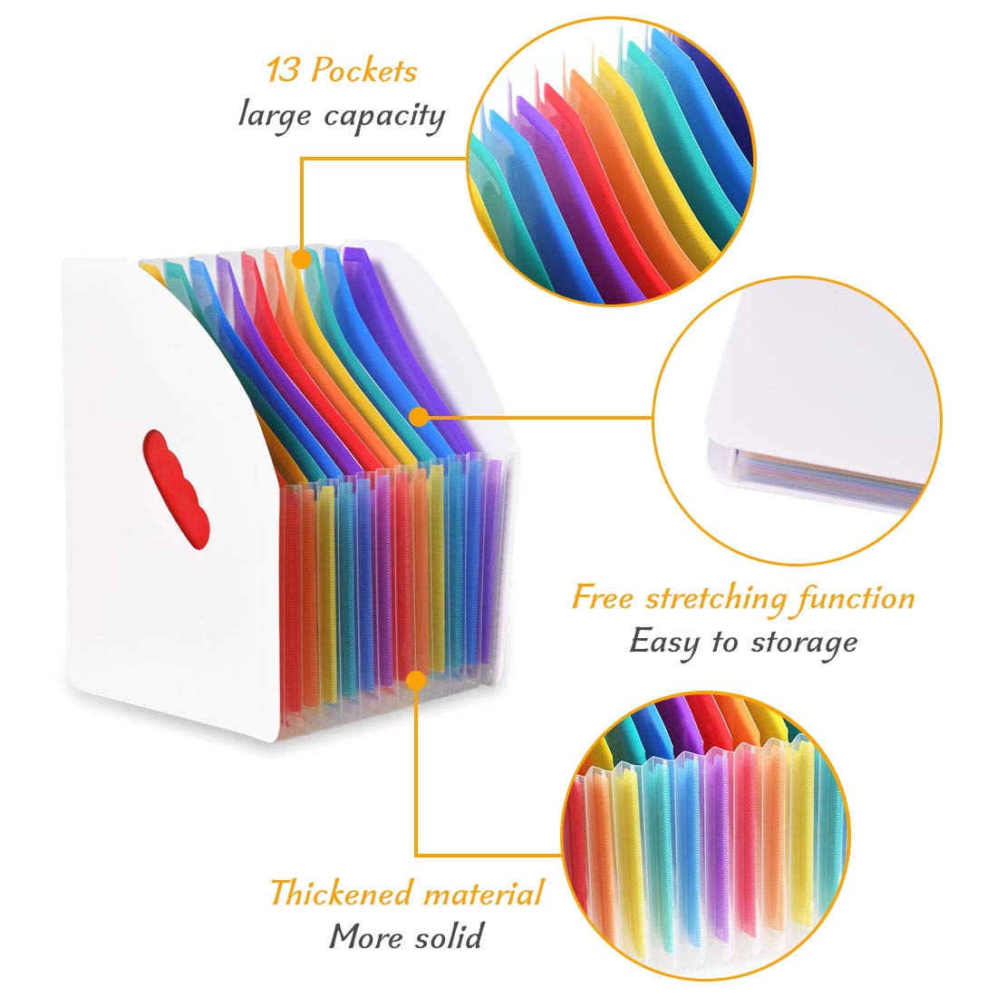 SAYEEC 13 Pockets Accordion File Organizer Desk Organizer Vertical Expanding File Folder Letter Size Deskstop Magazine Holder A4 Documents S - Image 4