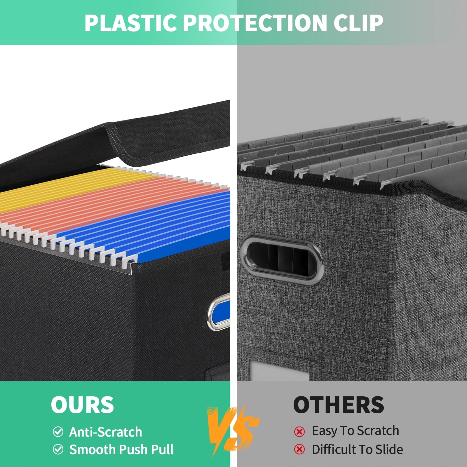 Foldable File Box Collapsible with Lid & Slides, Multi-purpose Storage with Pragmatic Design Files Boxes for School, ... - Image 4