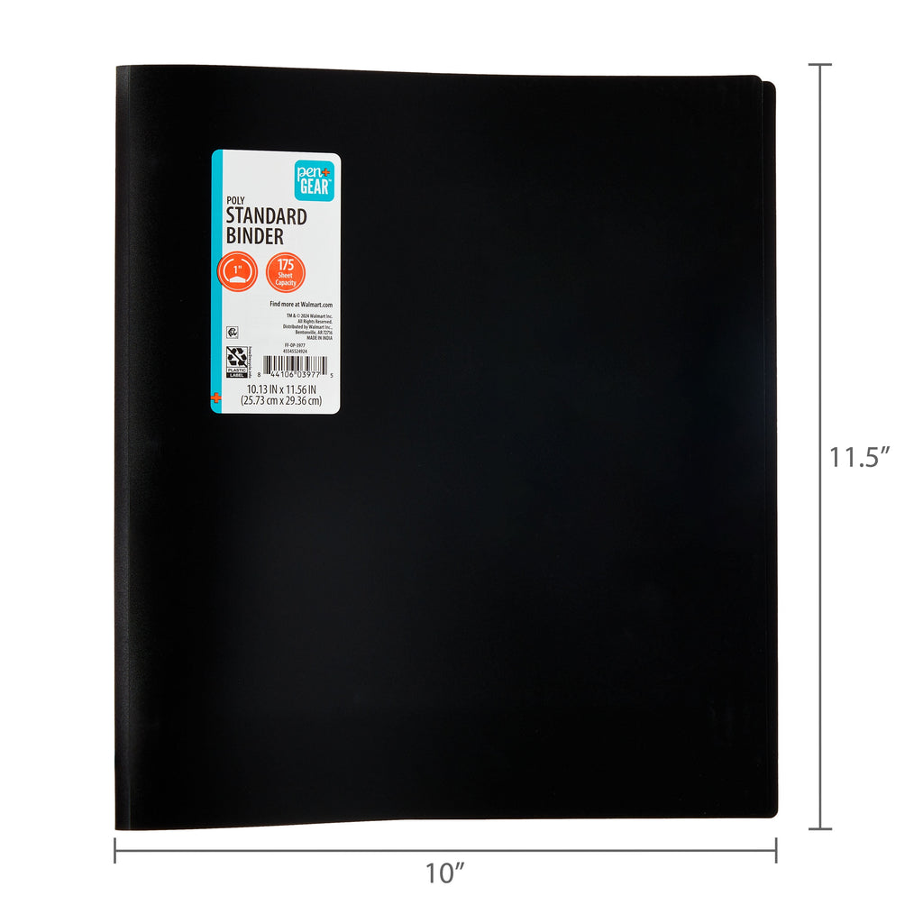 Poly Standard 1" Round-Ring Binder, Black - Image 6