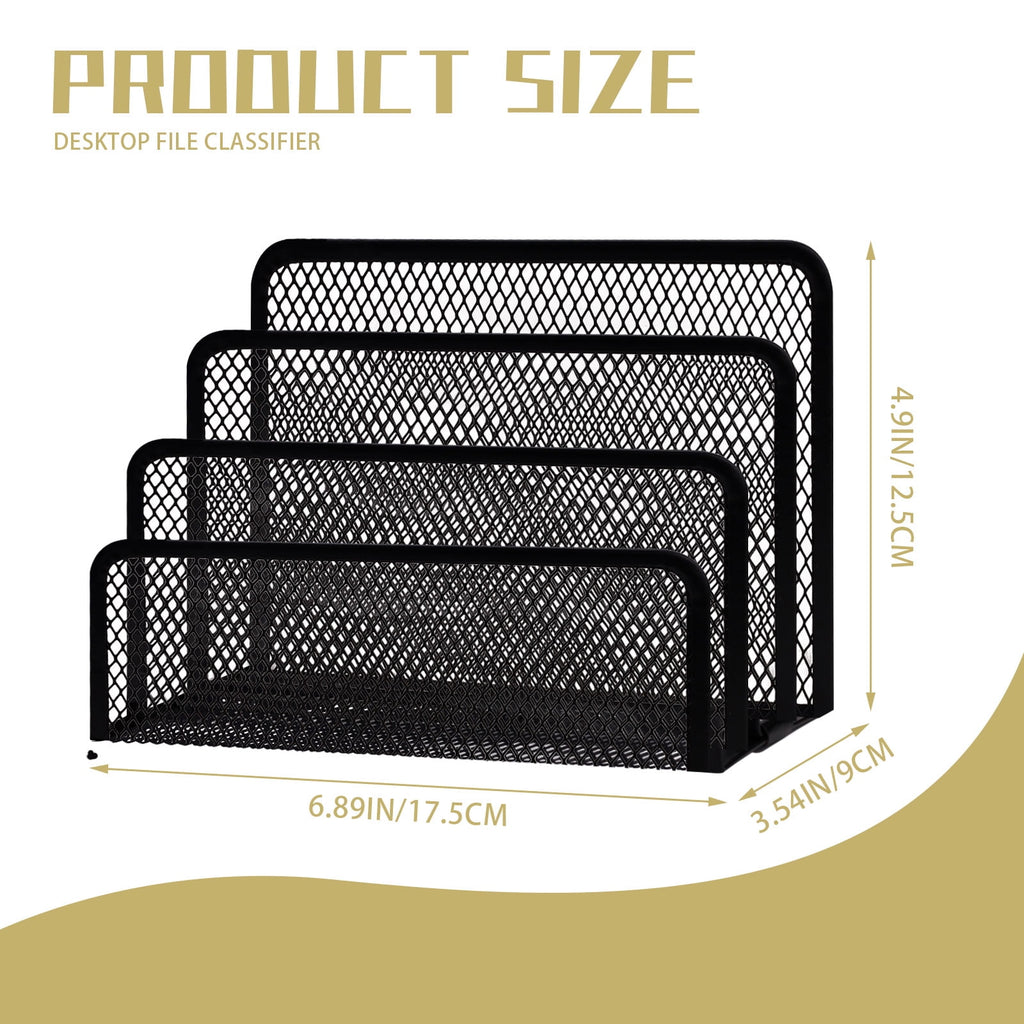 Office Vertical Desk File Organizer, Mesh Metal Mail Organizer Countertop with 3-Slot, Multifunctional Mail File Hold... - Image 2