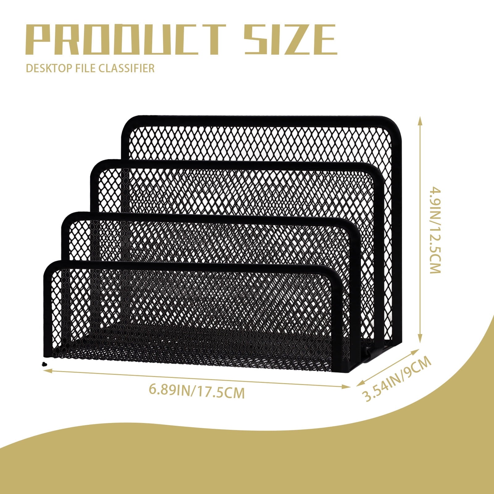 Office Vertical Desk File Organizer, Mesh Metal Mail Organizer Countertop with 3-Slot, Multifunctional Mail File Hold... - Image 2