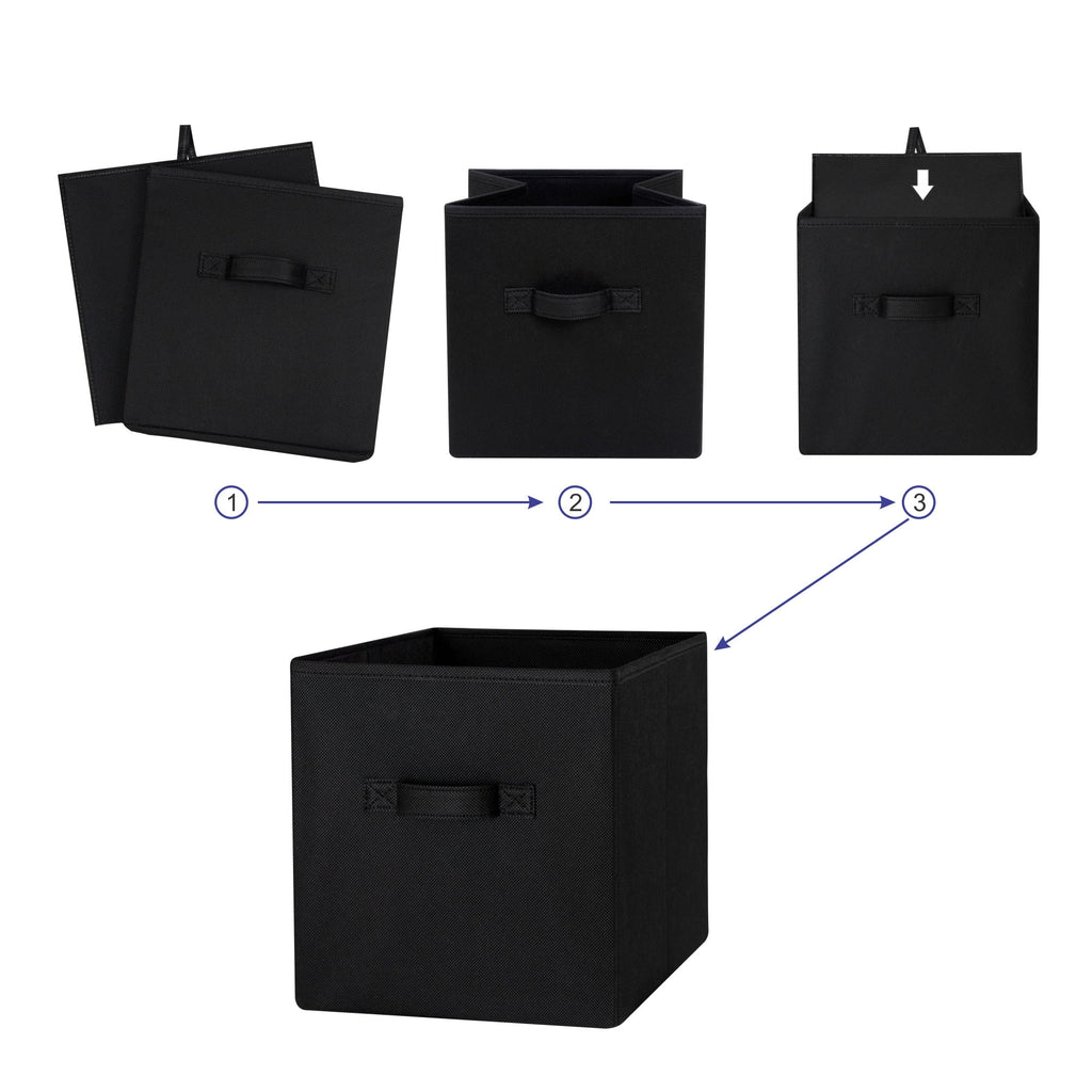 Mainstays Collapsible Cube Fabric Storage Bins (10.5" x 10.5"), 6 Pack, Rich Black - Image 4