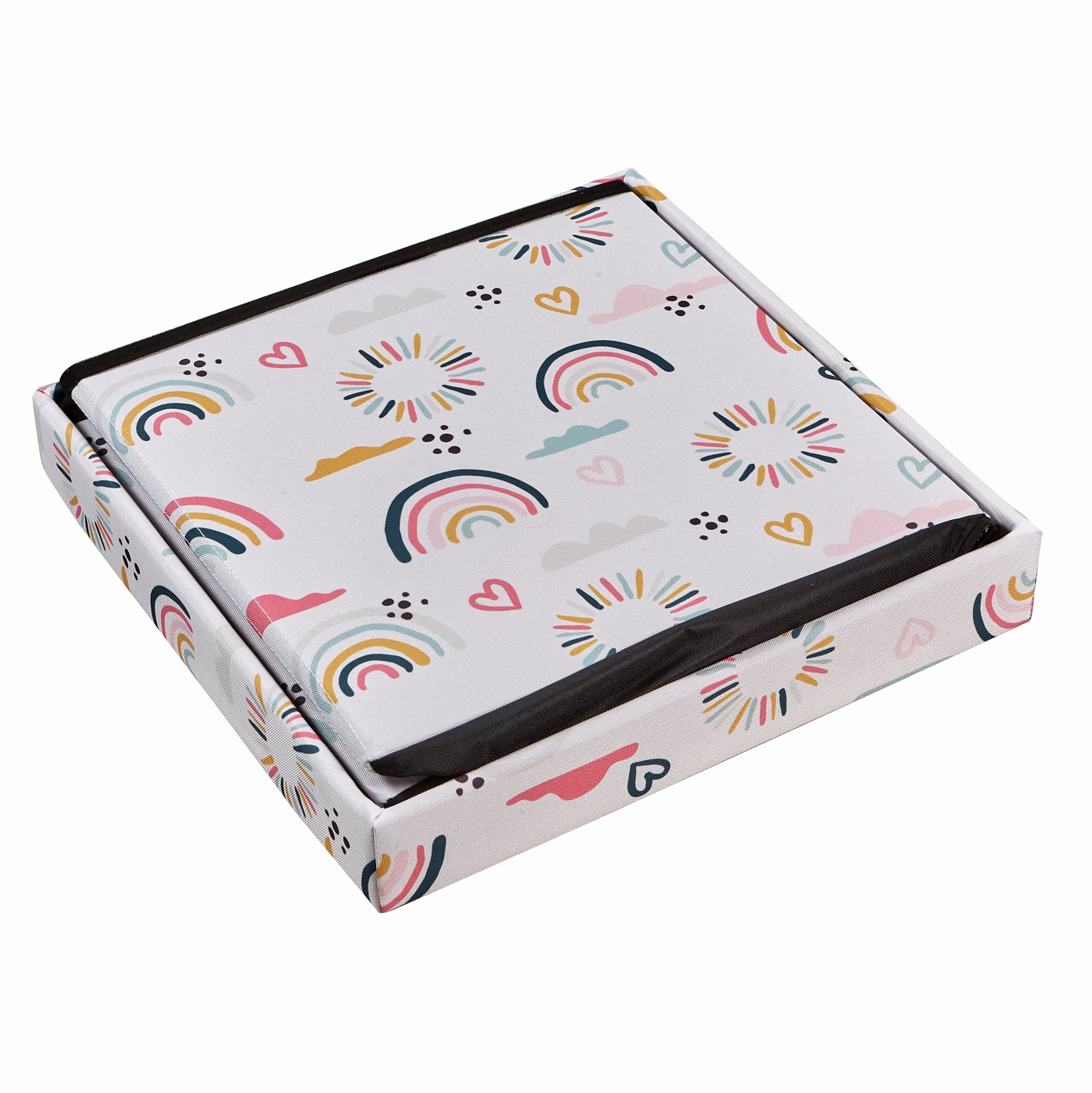 Kids 15" Collapsible Toy Storage Bin with Rainbow and Heart Design - Image 5