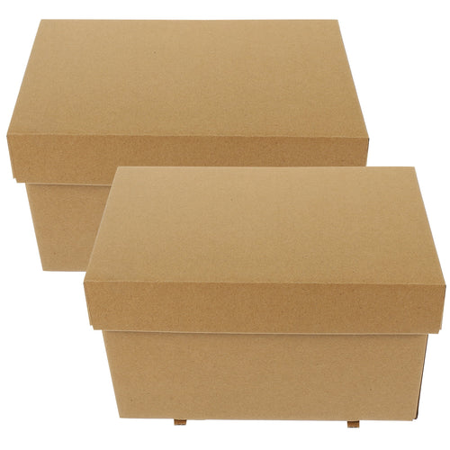 2 Pcs Storage Box Bins Office File Organizer with Lids Case Scrapbook Paper Sundries Document Holder Toy