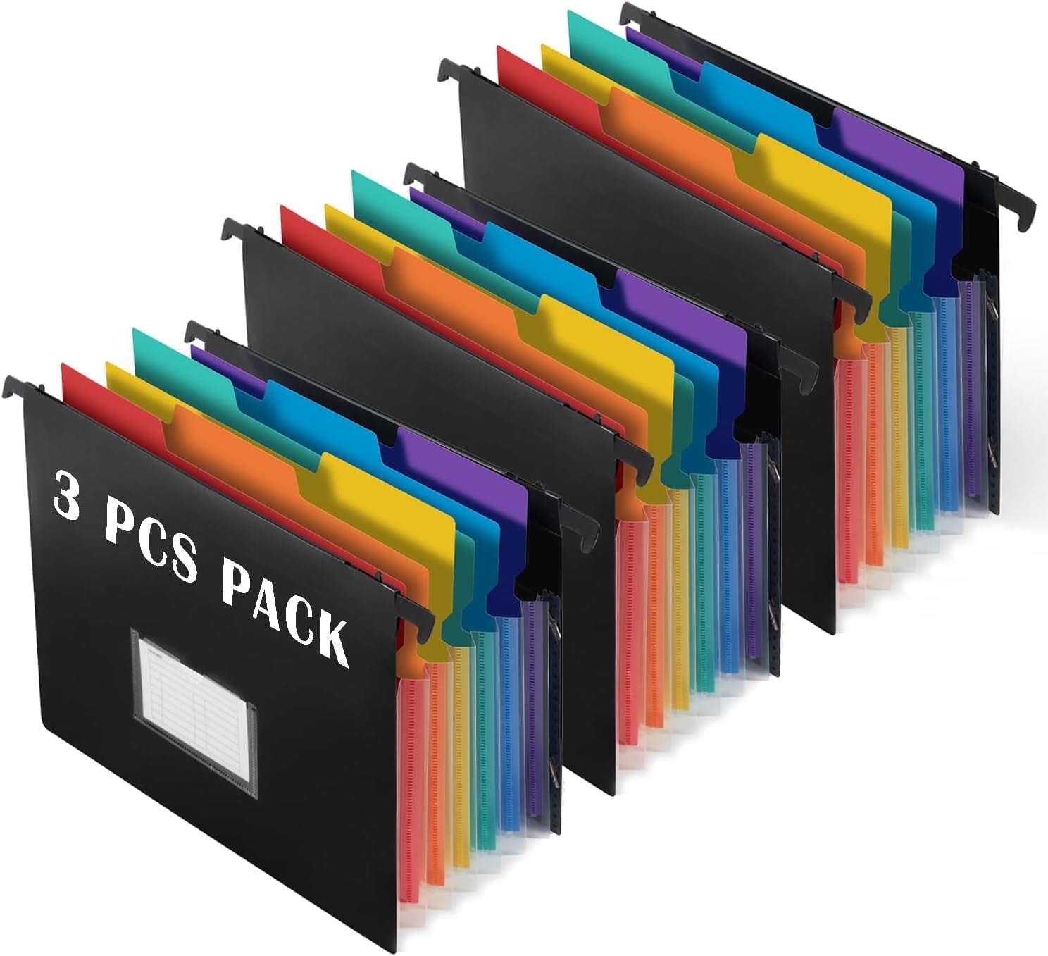 2-in-1 Expanding Hanging File Folders for Filing Cabinet, 7 Pockets Extra Capacity Hanging Accordion File Organizer w...