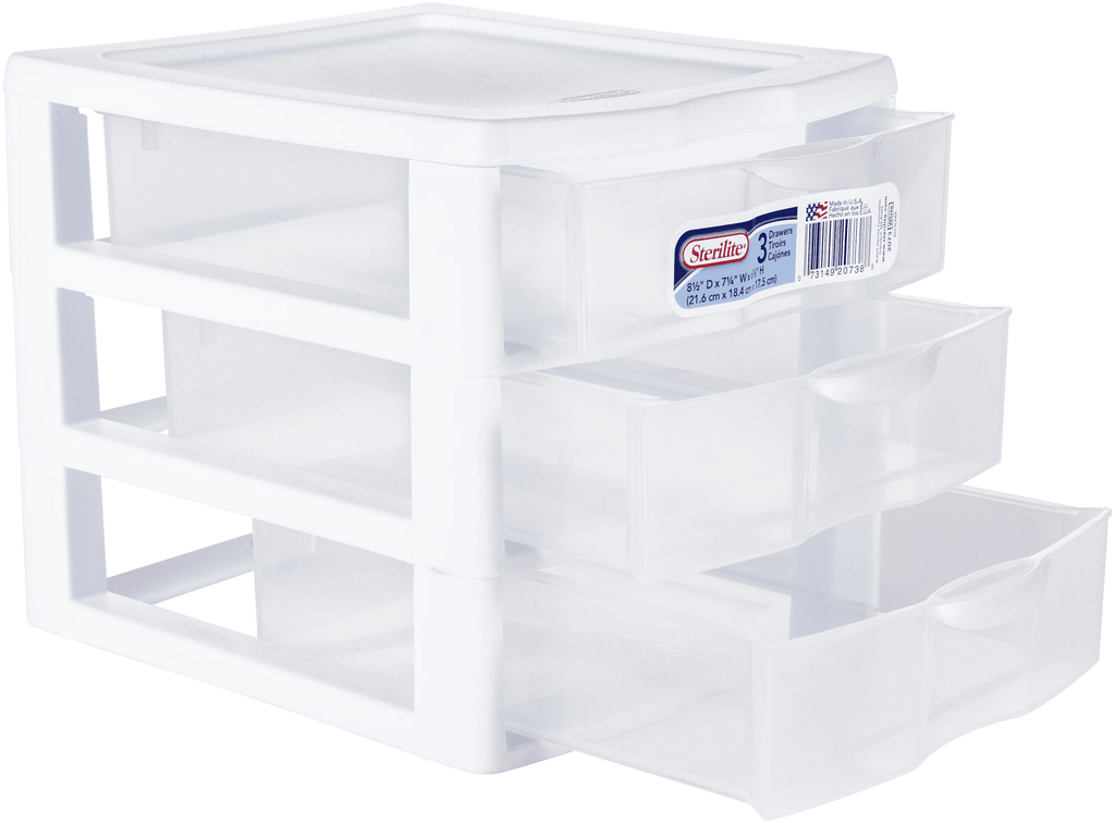 3 Clear Storage Bin, Desktop Storage Container, White - Image 4