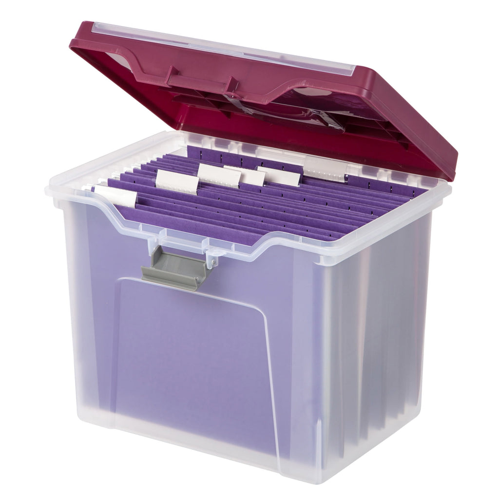 Large Mobile File Box, Letter Size, 11 5/8in.H x 13 3/6in.W x 10in.D, Clear/Burgundy, 110986 - Image 5