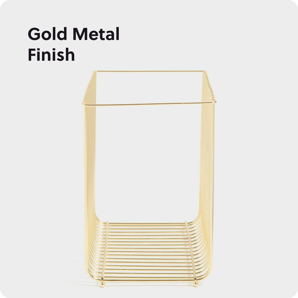 U Brands Bent Wire Hanging File Basket, 9.2 x 12.4 x 6.1 in., Gold Metal - Image 3
