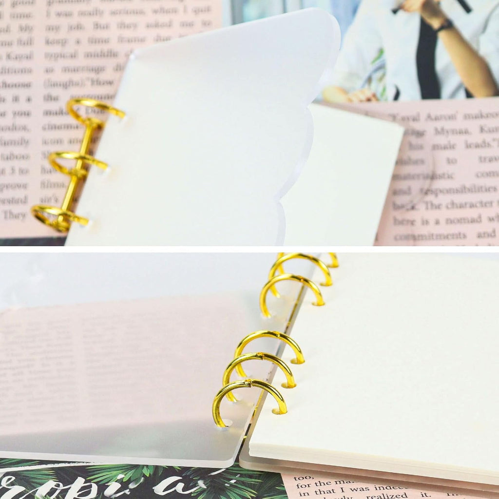 A6 Acrylic Notebook Binder 6 Ring, Loose Leaf Personal Planner Binder 90 Sheets Refills Paper, Lay Flat Design, Gold ... - Image 2