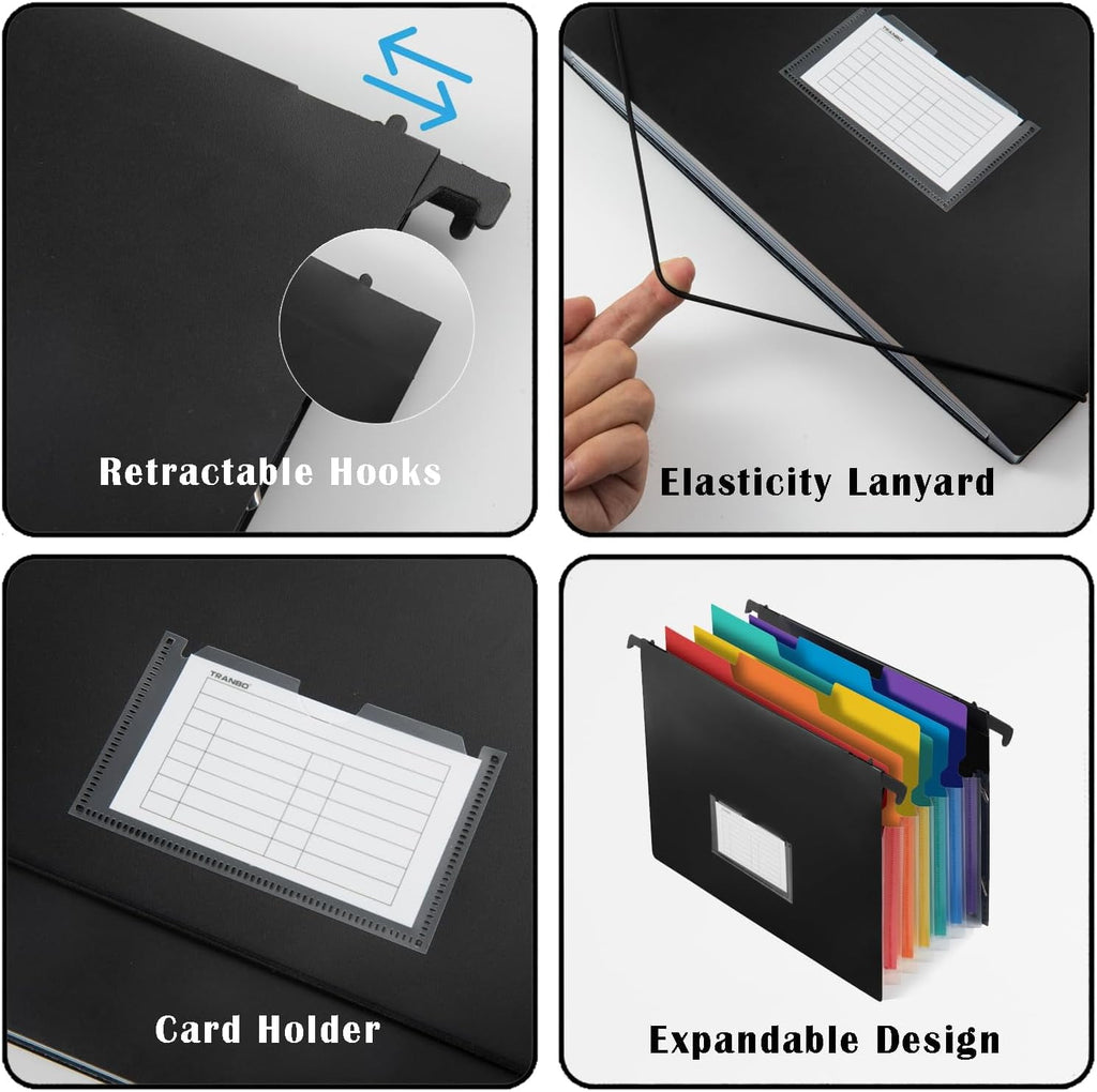 2-in-1 Expanding Hanging File Folders for Filing Cabinet, 7 Pockets Extra Capacity Hanging Accordion File Organizer w... - Image 3