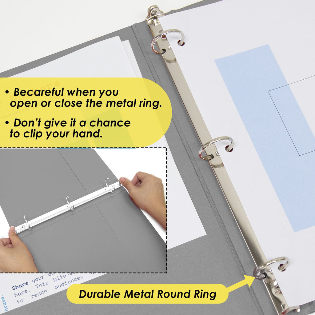 BAZIC 3-Ring View Binder with 2 Pockets, 1.5", Gray - Image 6