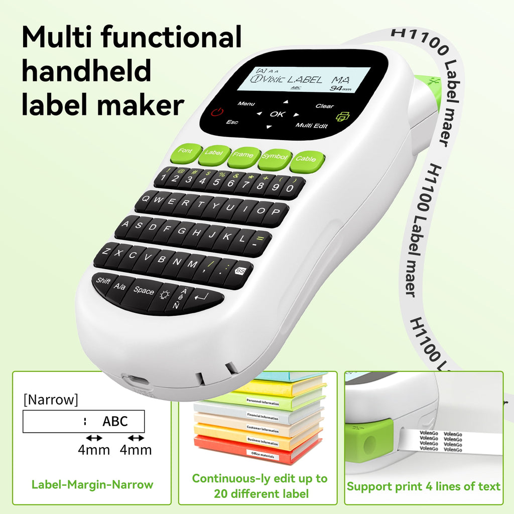 H1100 Handheld Label Maker, Label Printer Machine with Tapes, Portable Label Tape Makerfor Home, Office Organization,... - Image 5