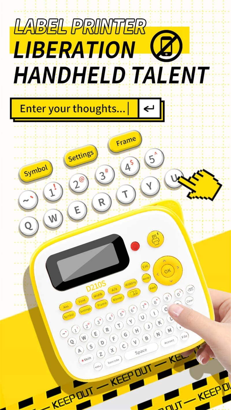 Yellow Desktop Tape Label Maker Machine for Organizing Home and Office - Image 3