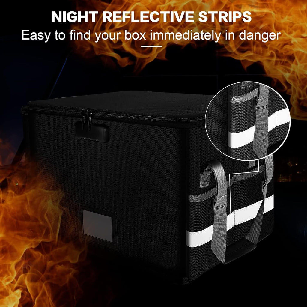 Fireproof Document Box, Water-Resistant File Organizer Box with Lock Handle Document Safe Collapsible File Cabinets f... - Image 6