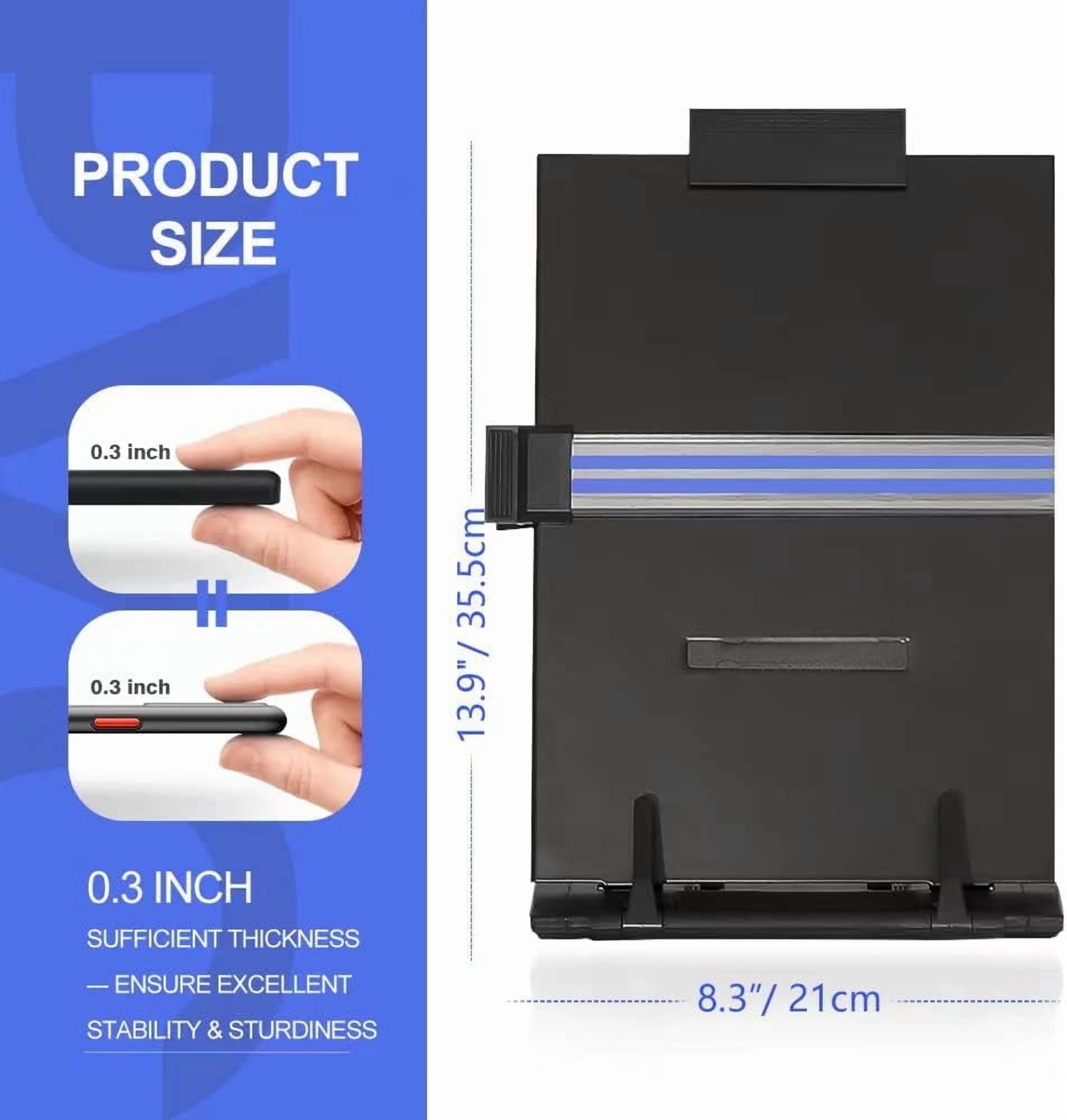 Holder Stand with 7 Adjustable Positions, Black Metal File Organizer Management Copyholder for Typing Speech Reading ... - Image 6
