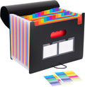24 Pockets Expanding File Folder with Blank Labels, According File Organizer with Expandable Cover, Desktop Accordion...