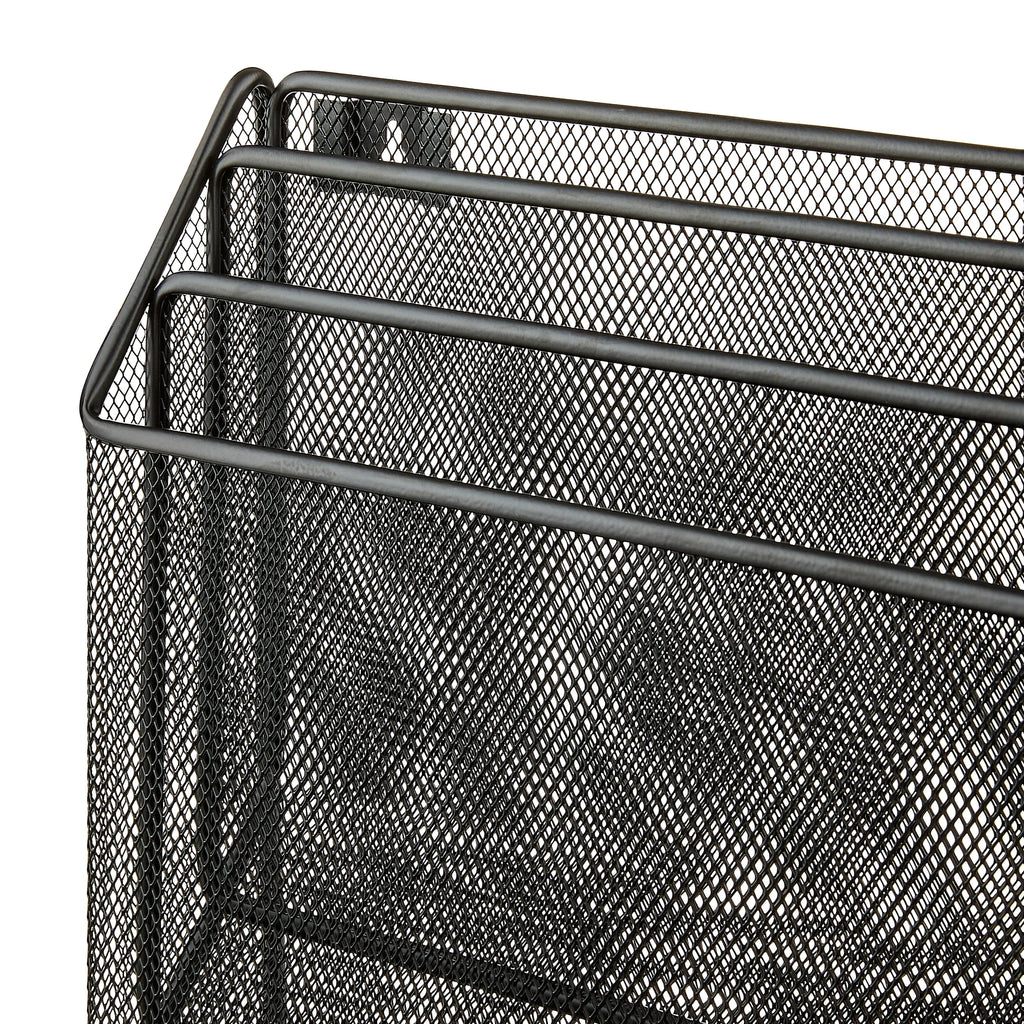 Metal Mesh Desk Organizer with Hook,Black, 3 Compartments - Image 4