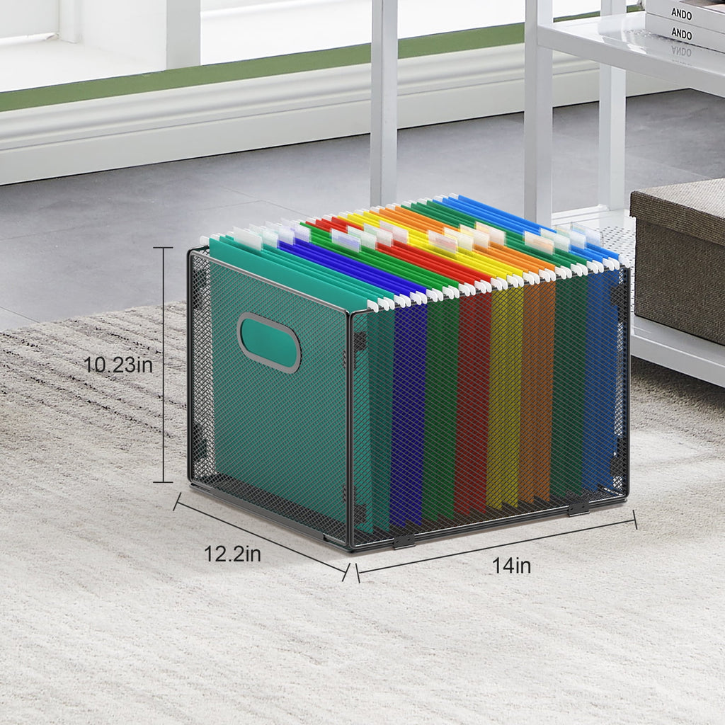 Hanging File Organizer, Mesh File Folder Organizer File Crate File Cabinet Inserts Storage Box, Letter Size - Image 2
