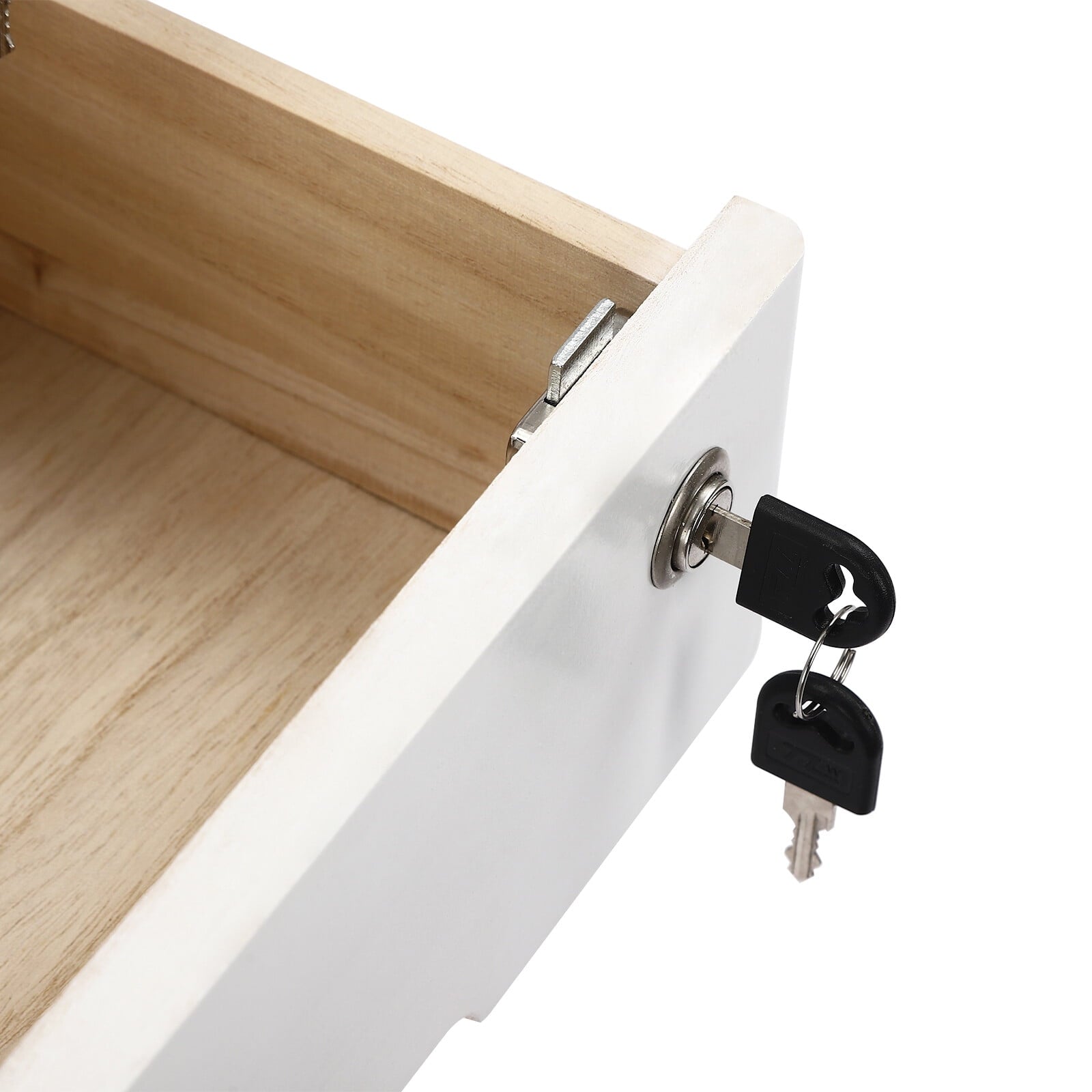Wooden Desktop Storage Box with Lockable Drawers, Office Supplies File Organizer - Image 5